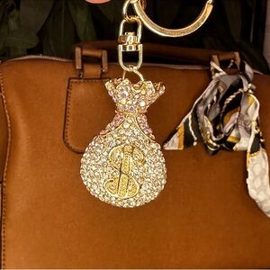 Sparkly Rhinestone Bag ‘o Money Bag Charm Key Chain 💰💎